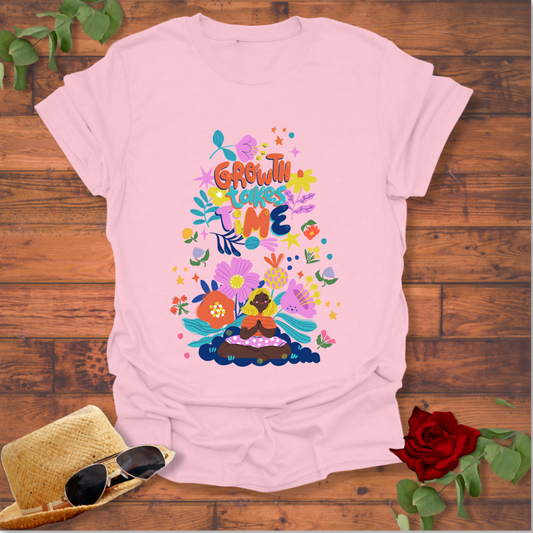 Growth Takes Time T-shirt | Peachy Mind Unisex 100% Cotton T-Shirt