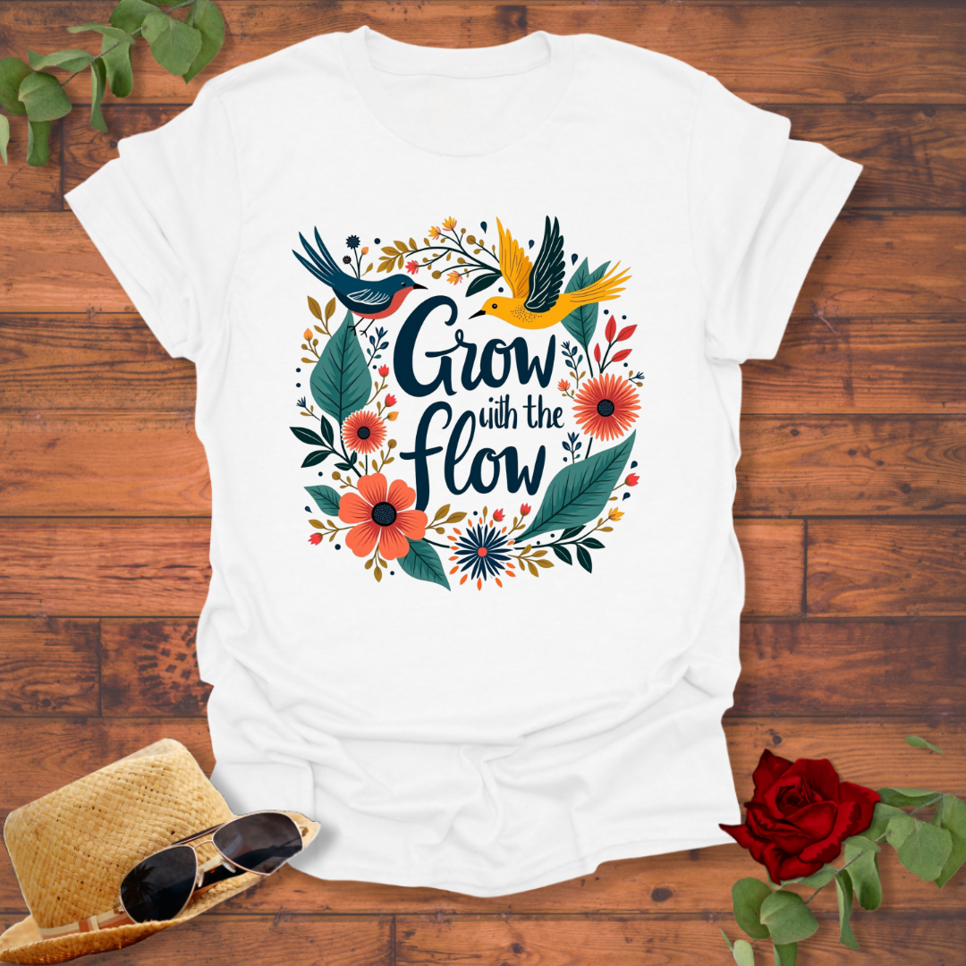 Grow With Flow T-shirt | Peachy Mind Unisex 100% Cotton T-Shirt