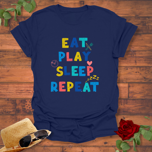 Eat Play Sleep Repeat T-shirt | Peachy Mind Unisex 100% Cotton T-Shirt