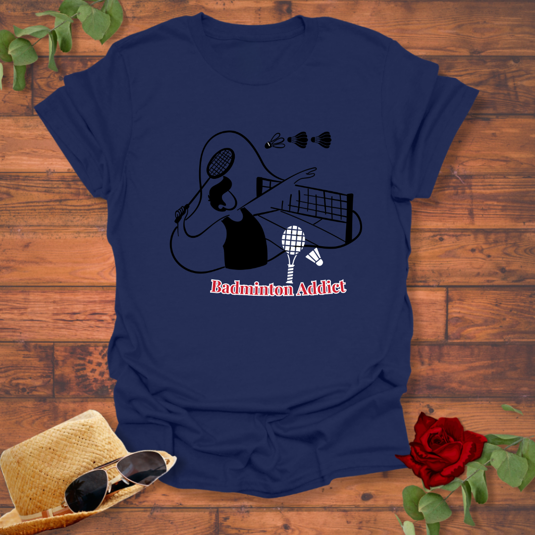 Badminton Addict T-shirt | Peachy Mind Unisex 100% Cotton T-Shirt