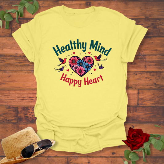 Healthy Mind Happy Heart T-shirt | Peachy Mind Unisex 100% Cotton T-Shirt