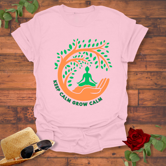 Keep Calm Grow Calm T-shirt | Peachy Mind Unisex 100% Cotton T-Shirt