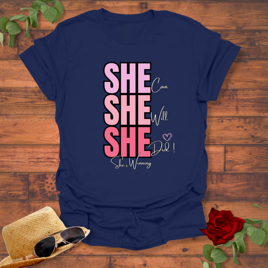 She is Winning T-shirt | Peachy Mind Unisex 100% Cotton T-Shirt