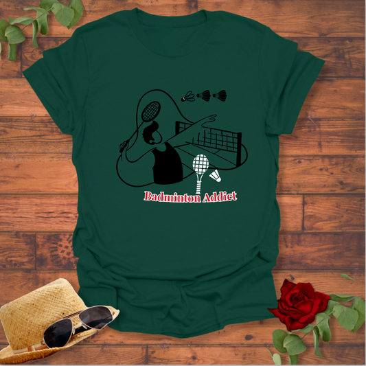 Badminton Addict T-shirt | Peachy Mind Unisex 100% Cotton T-Shirt