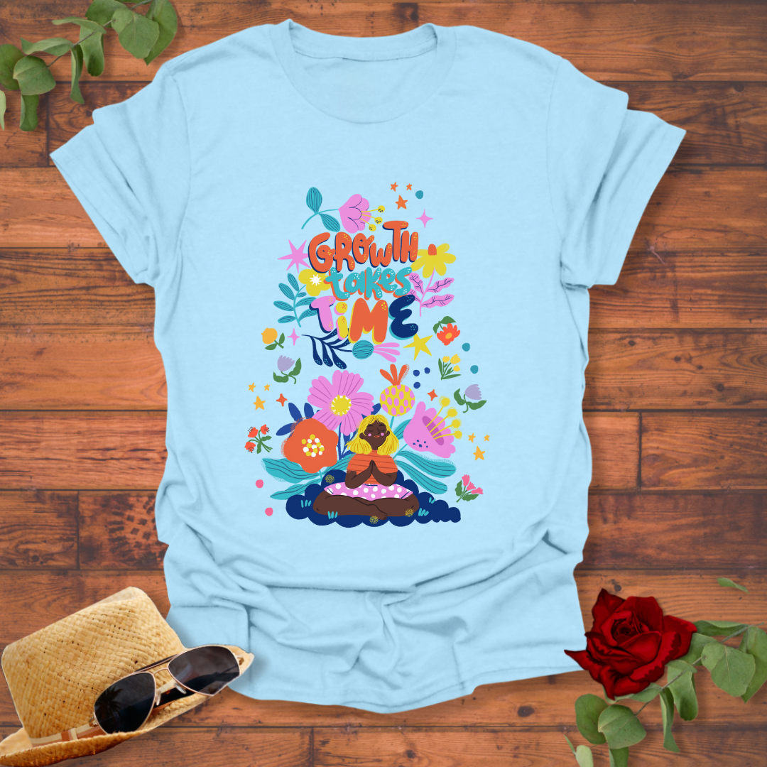 Growth Takes Time T-shirt | Peachy Mind Unisex 100% Cotton T-Shirt