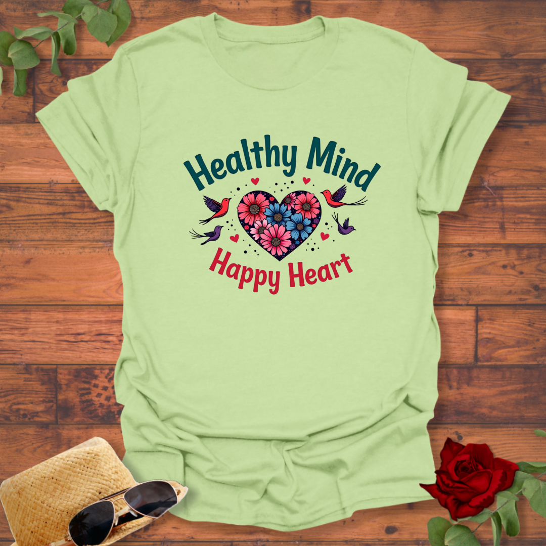 Healthy Mind Happy Heart T-shirt | Peachy Mind Unisex 100% Cotton T-Shirt