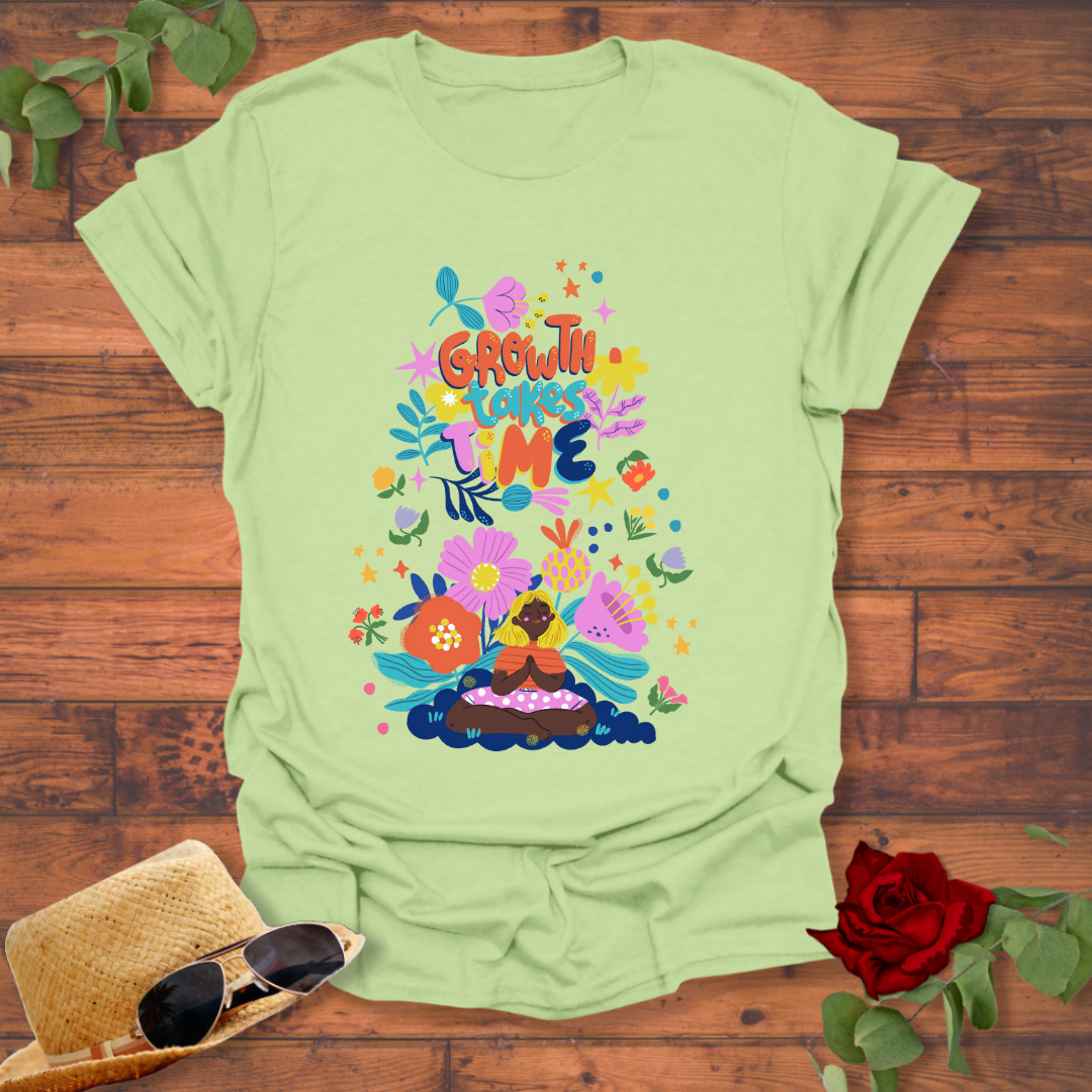 Growth Takes Time T-shirt | Peachy Mind Unisex 100% Cotton T-Shirt
