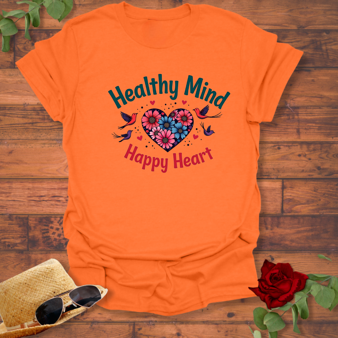 Healthy Mind Happy Heart T-shirt | Peachy Mind Unisex 100% Cotton T-Shirt