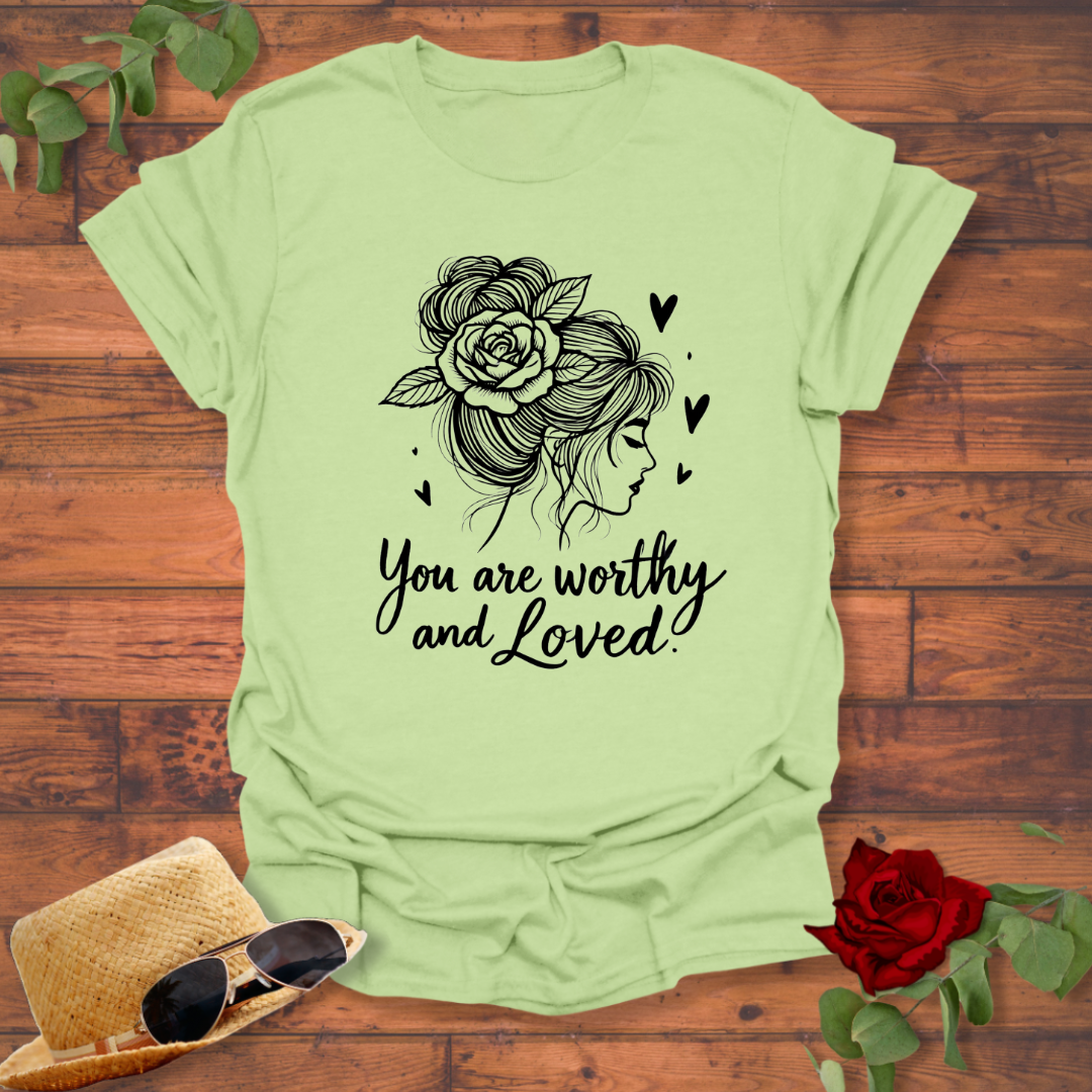 You Are Worthy and Loved T-shirt | Peachy Mind Unisex 100% Cotton T-Shirt