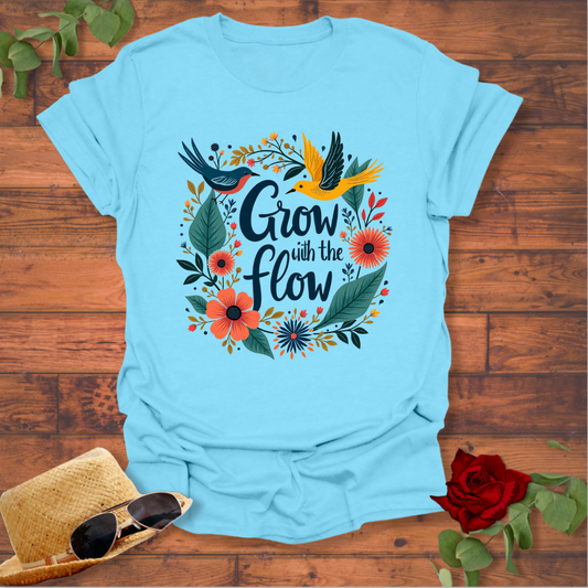 Grow With Flow T-shirt | Peachy Mind Unisex 100% Cotton T-Shirt