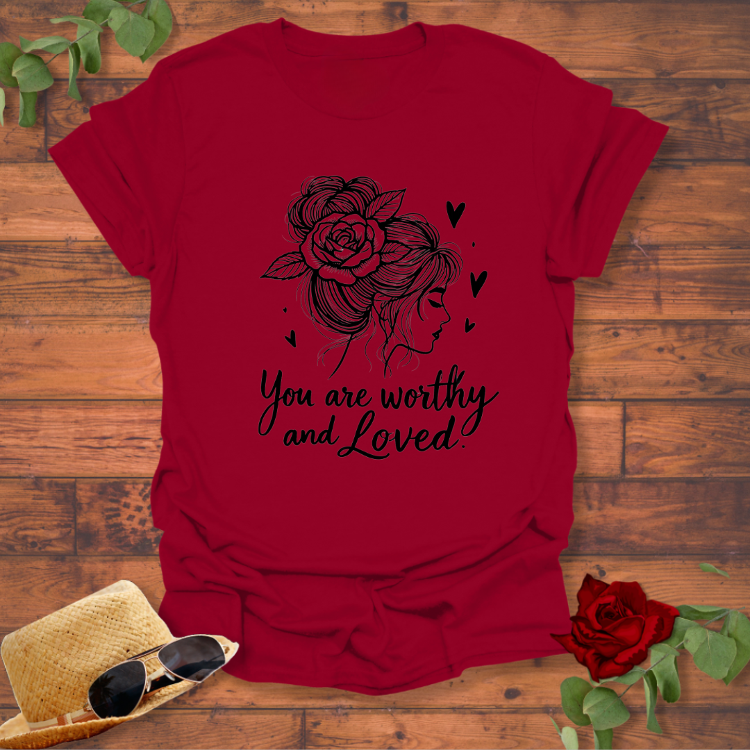 You Are Worthy and Loved T-shirt | Peachy Mind Unisex 100% Cotton T-Shirt