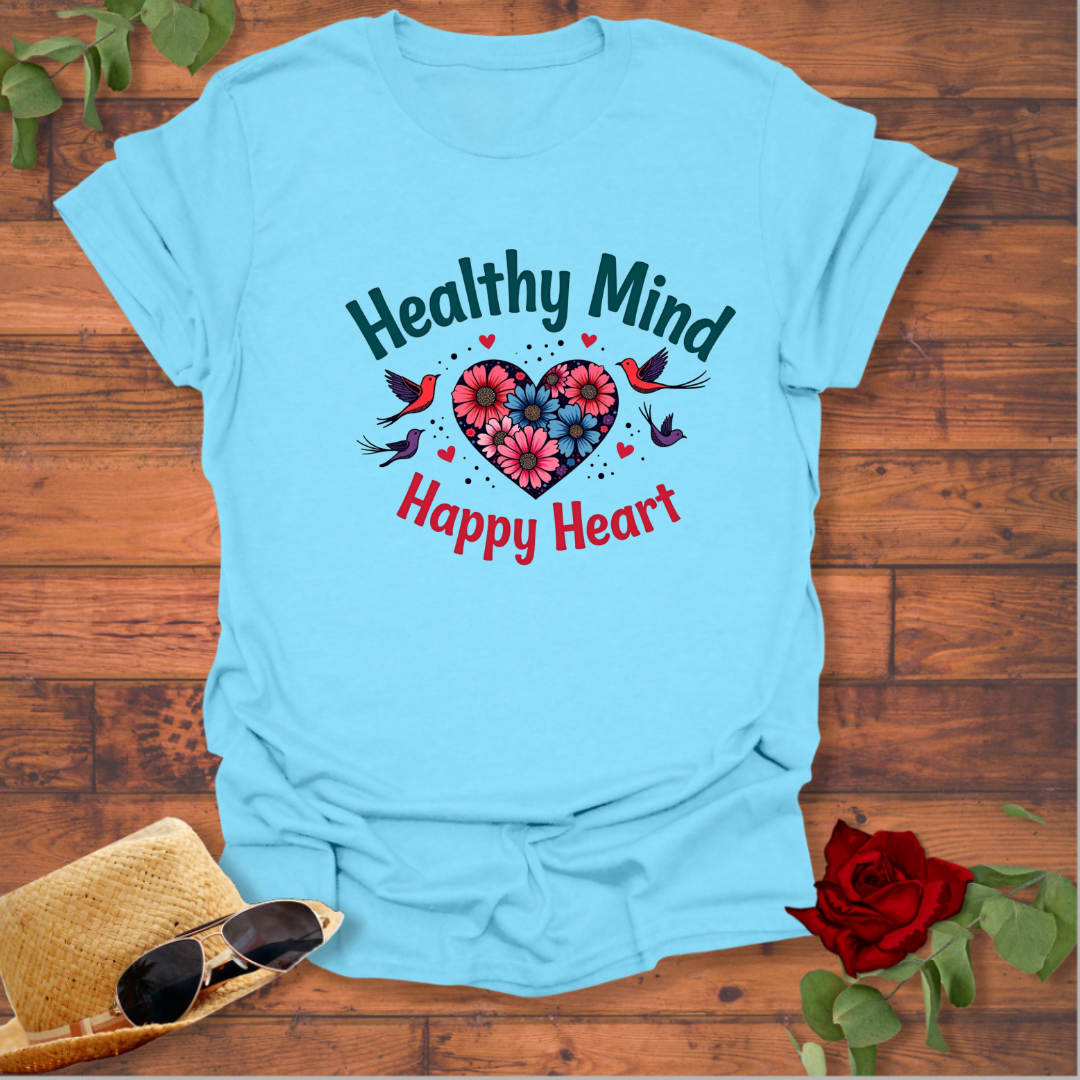 Healthy Mind Happy Heart T-shirt | Peachy Mind Unisex 100% Cotton T-Shirt