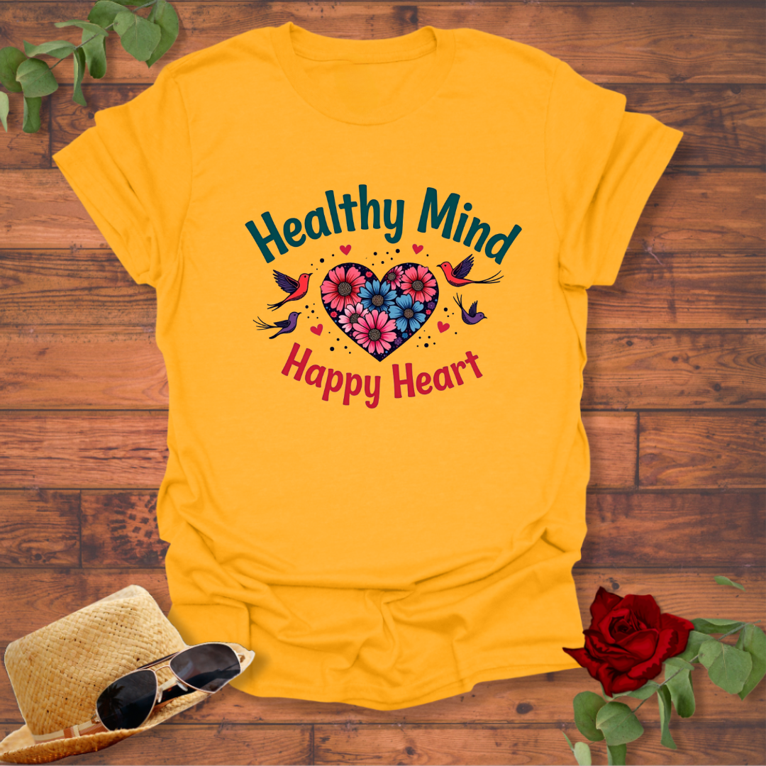 Healthy Mind Happy Heart T-shirt | Peachy Mind Unisex 100% Cotton T-Shirt