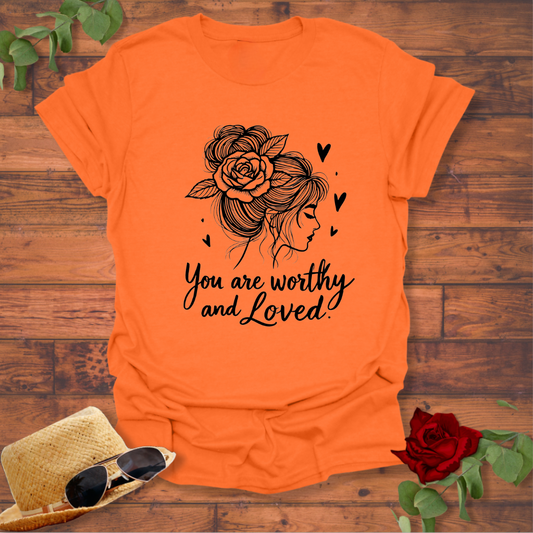 You Are Worthy and Loved T-shirt | Peachy Mind Unisex 100% Cotton T-Shirt