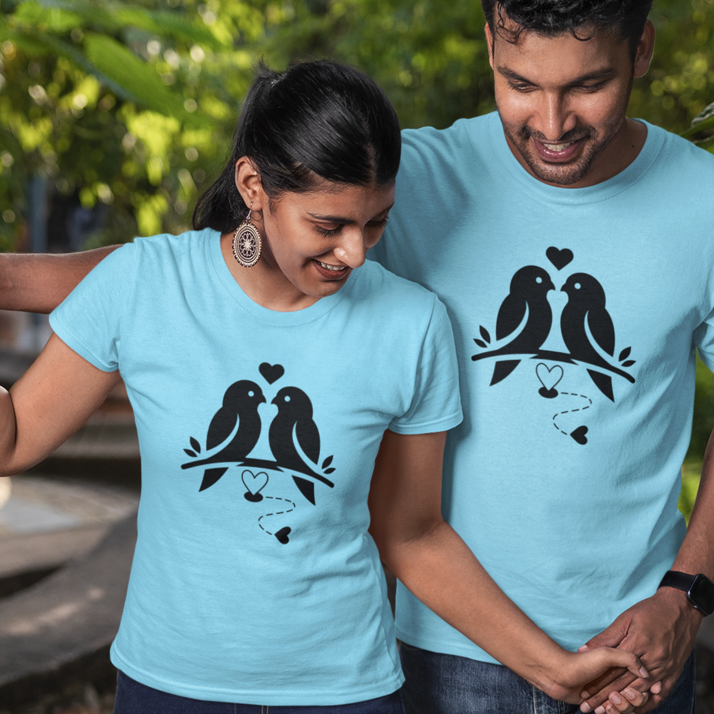 King & Queen Birds Couple T-shirts | Peachy Mind Unisex 100% Cotton T-Shirt