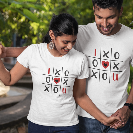 Love Game  - Tic Tac Toe Couple T-shirts | Peachy Mind Unisex 100% Cotton T-Shirt