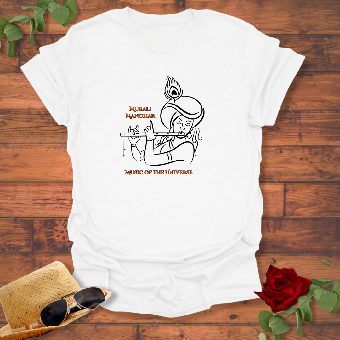 Krishna - Music Of The Universe T-shirt | Peachy Mind Unisex 100% Cotton T-Shirt