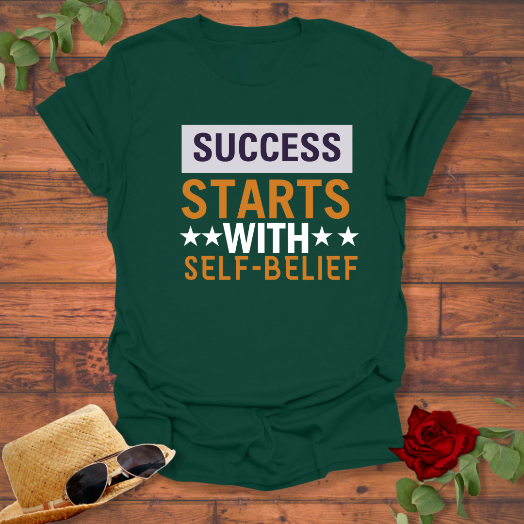 Success Starts With Self Belief T-shirt | Peachy Mind Unisex 100% Cotton T-Shirt
