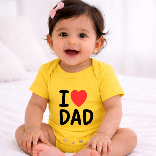 I Love DAD Kids Rompers | 100% Cotton | Unisex Half Sleeves Text  Printed Onesie