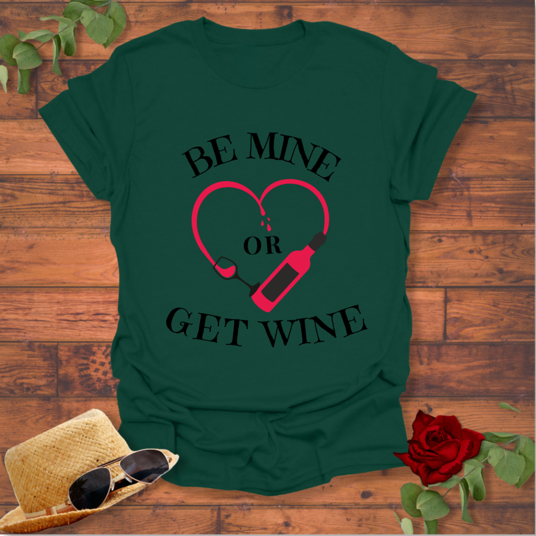 Be Mine or Get Wine T-shirt | Peachy Mind Unisex 100% Cotton T-Shirt