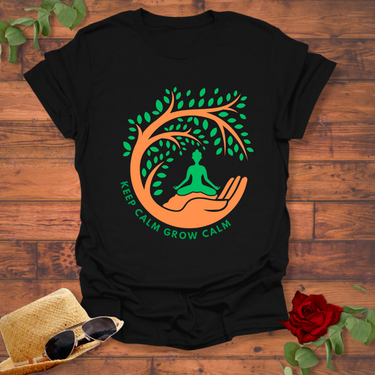 Keep Calm Grow Calm T-shirt | Peachy Mind Unisex 100% Cotton T-Shirt