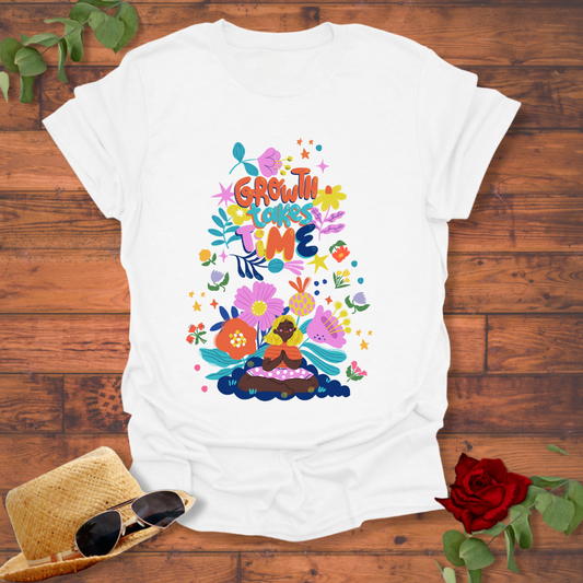 Growth Takes Time T-shirt | Peachy Mind Unisex 100% Cotton T-Shirt