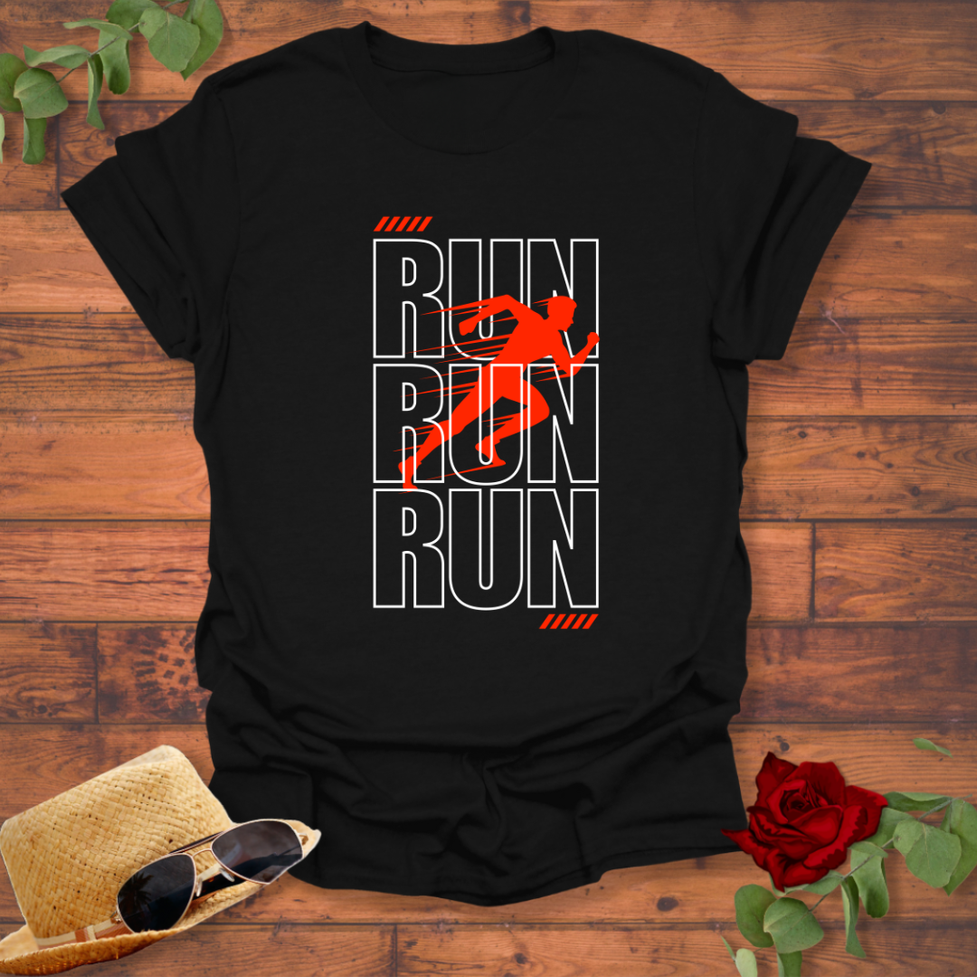 Run Run Run T-shirt | Peachy Mind Unisex 100% Cotton T-Shirt