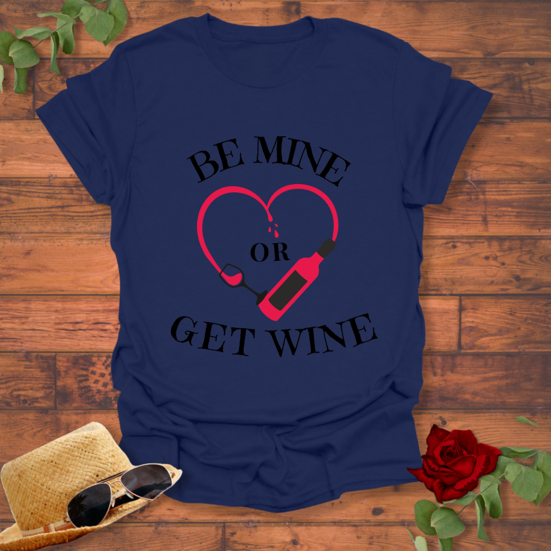 Be Mine or Get Wine T-shirt | Peachy Mind Unisex 100% Cotton T-Shirt