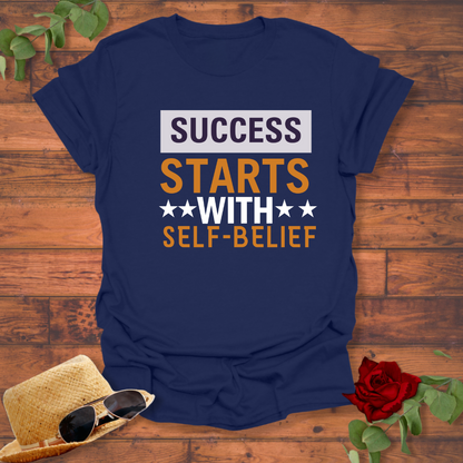 Success Starts With Self Belief T-shirt | Peachy Mind Unisex 100% Cotton T-Shirt