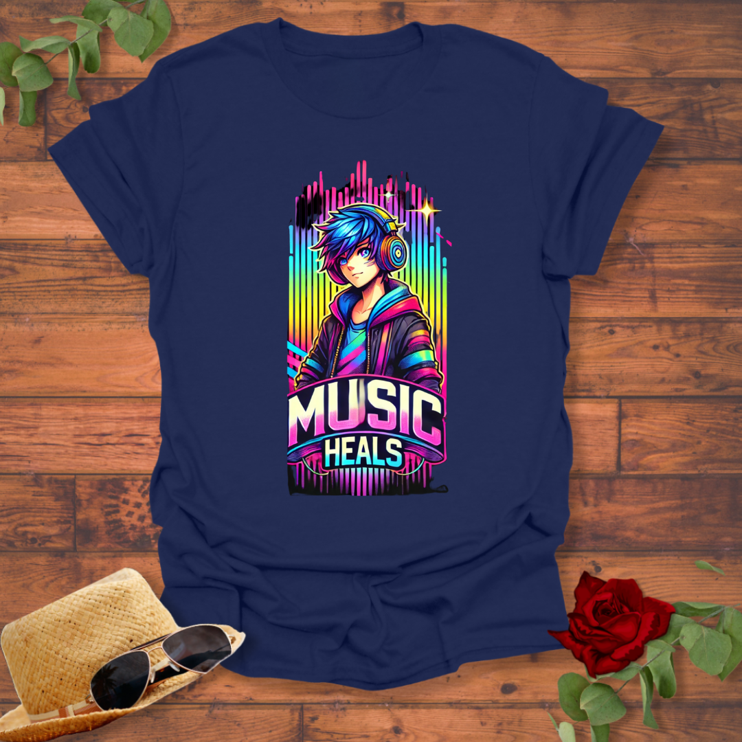 Music Heals T-shirt | Peachy Mind Unisex 100% Cotton T-Shirt