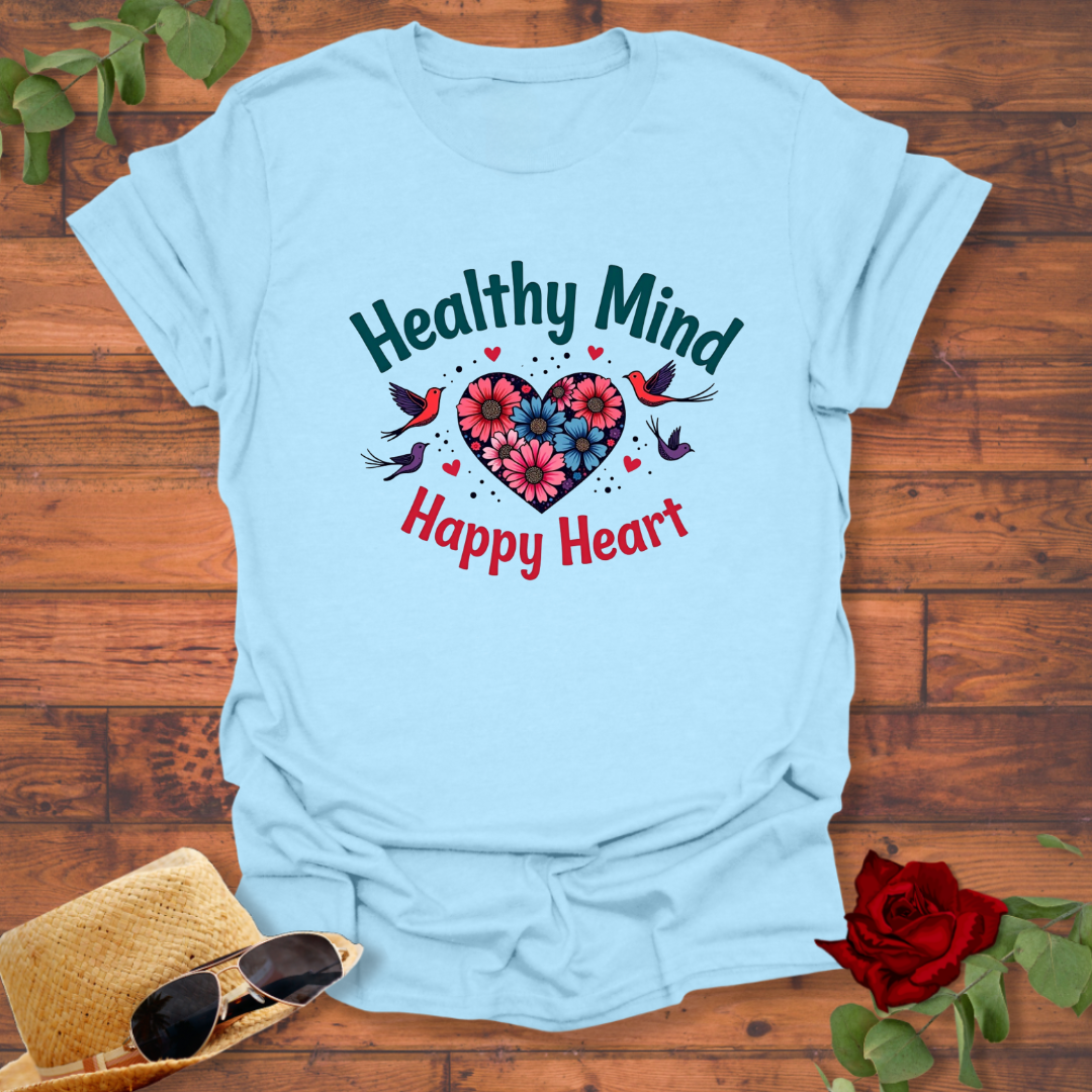 Healthy Mind Happy Heart T-shirt | Peachy Mind Unisex 100% Cotton T-Shirt