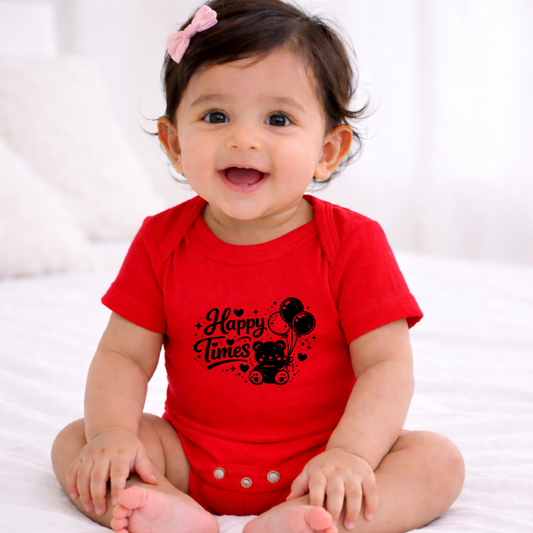 Happy Times Kids Rompers | 100% Cotton | Unisex Half Sleeves Text  Printed Onesie