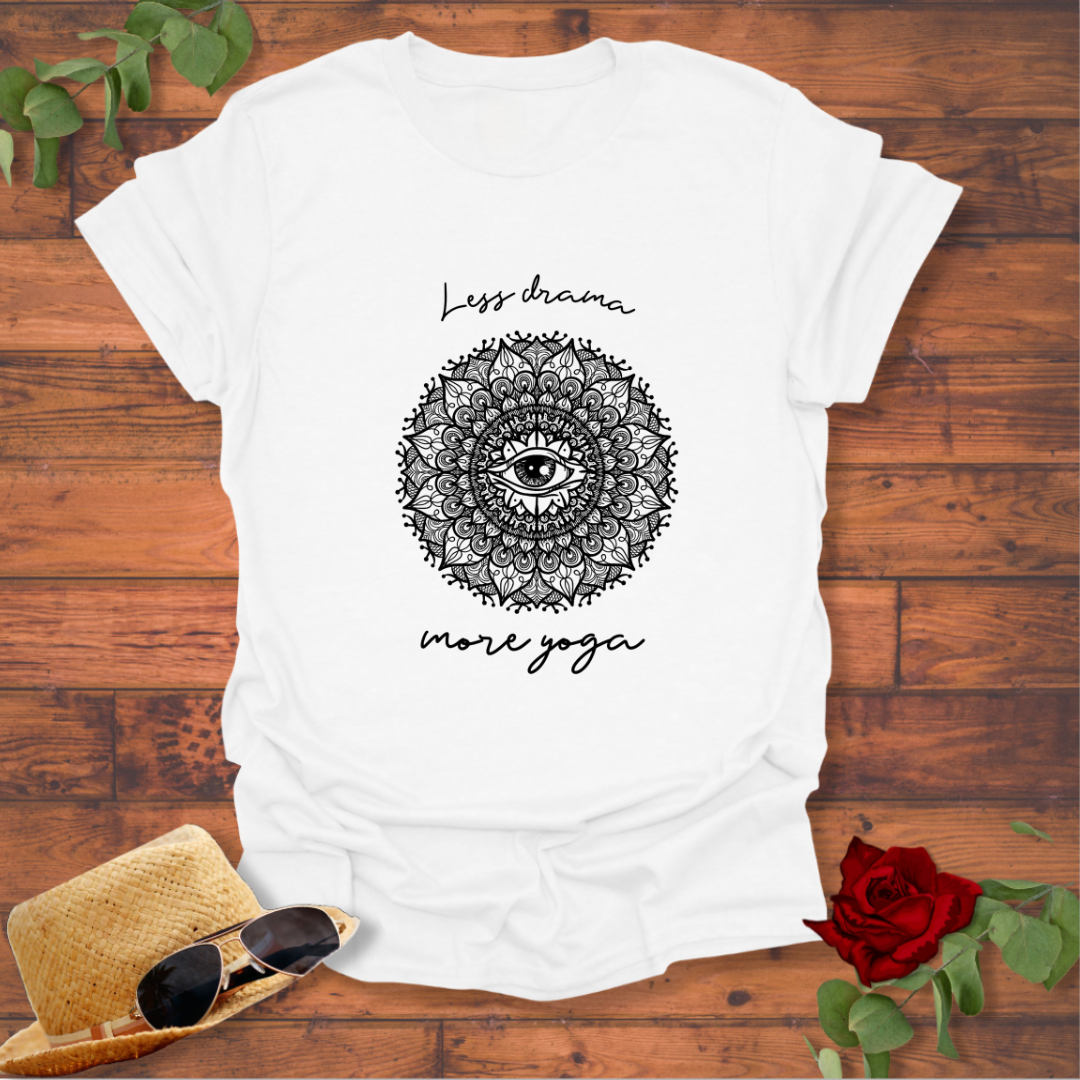 Less Drama More Yoga T-shirt | Peachy Mind Unisex 100% Cotton T-Shirt