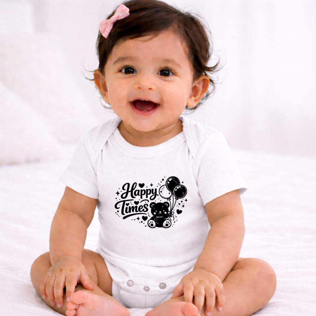 Happy Times Kids Rompers | 100% Cotton | Unisex Half Sleeves Text  Printed Onesie