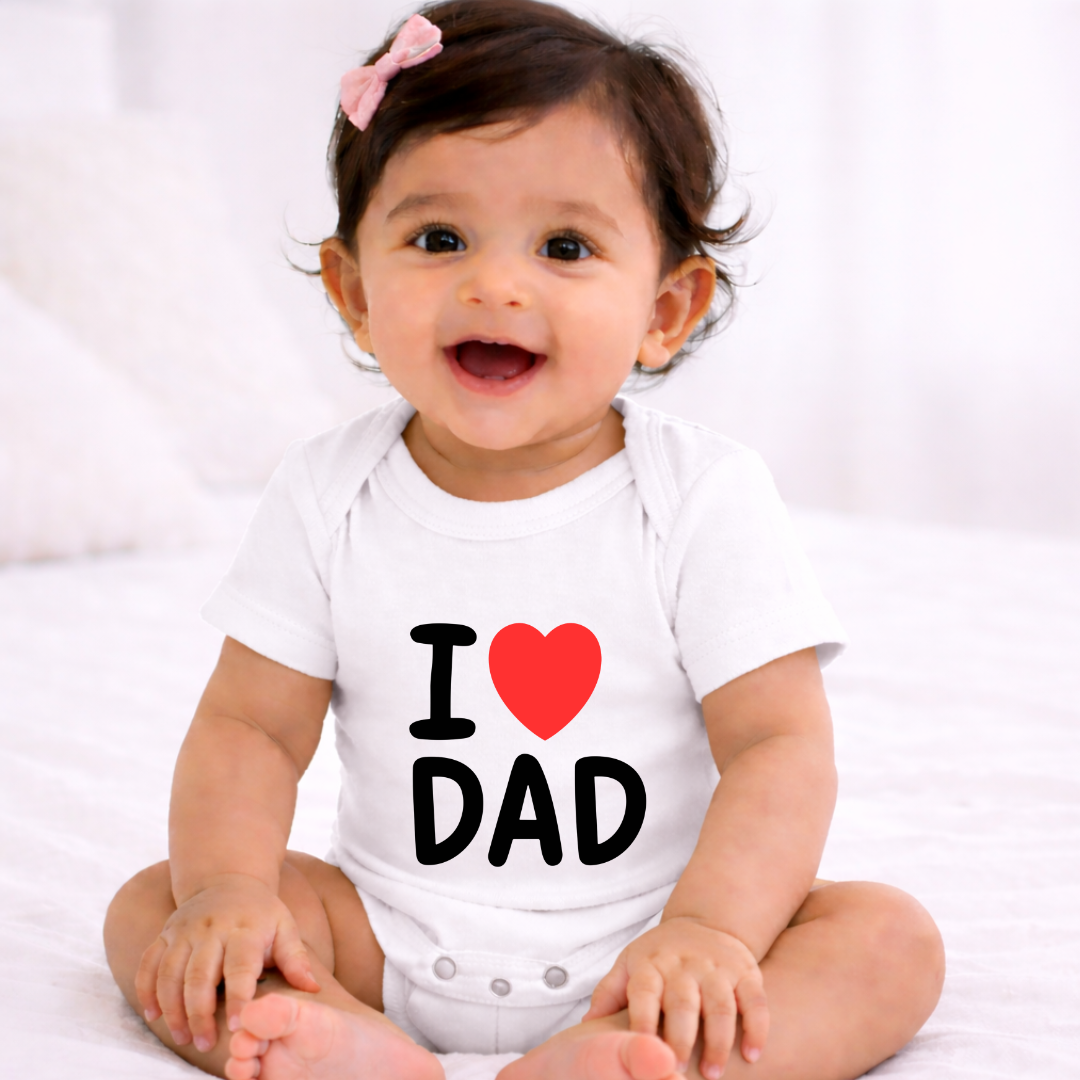 I Love DAD Kids Rompers | 100% Cotton | Unisex Half Sleeves Text  Printed Onesie