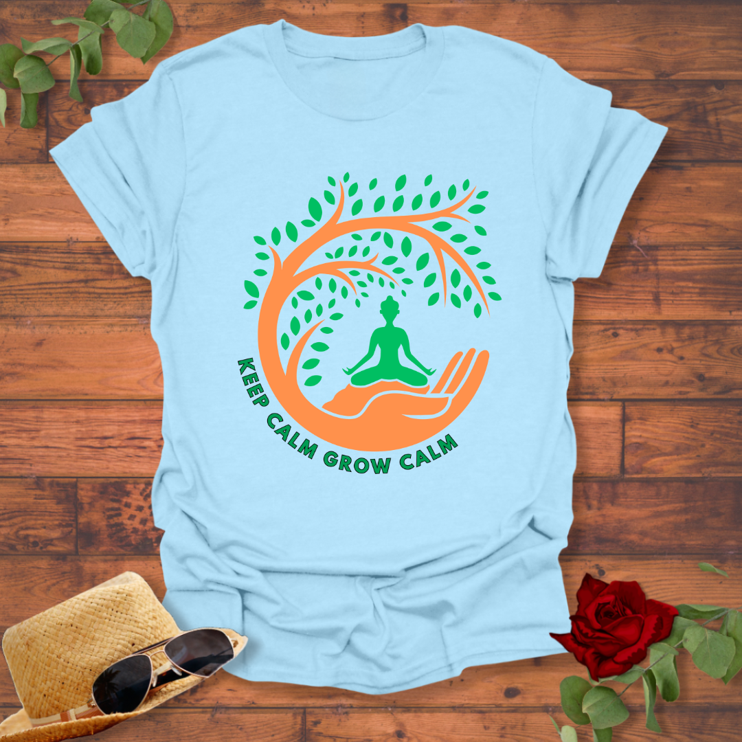 Keep Calm Grow Calm T-shirt | Peachy Mind Unisex 100% Cotton T-Shirt