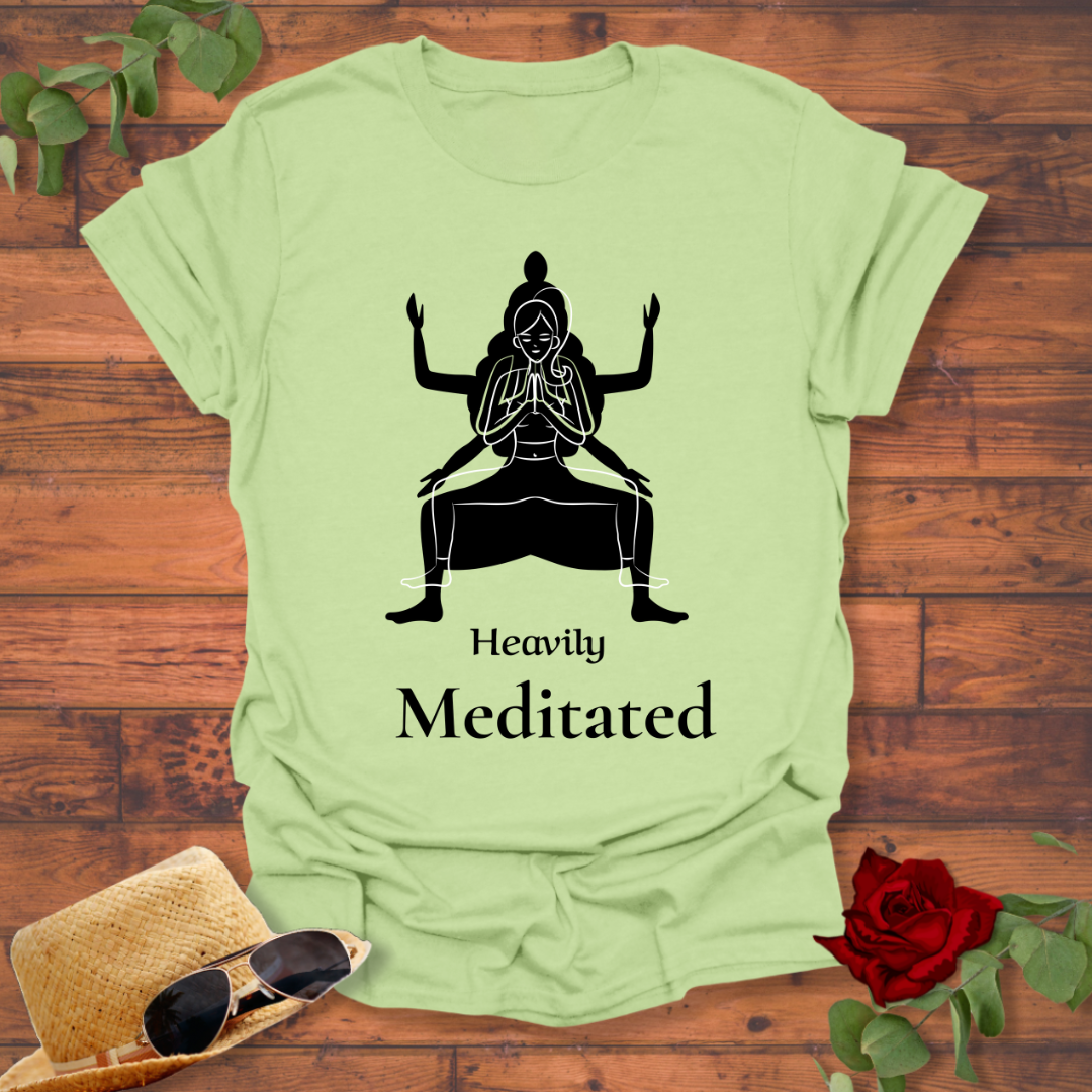 Heavily Meditated T-shirt | Peachy Mind Unisex 100% Cotton T-Shirt