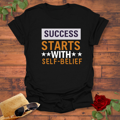Success Starts With Self Belief T-shirt | Peachy Mind Unisex 100% Cotton T-Shirt