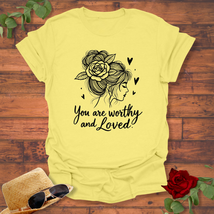 You Are Worthy and Loved T-shirt | Peachy Mind Unisex 100% Cotton T-Shirt