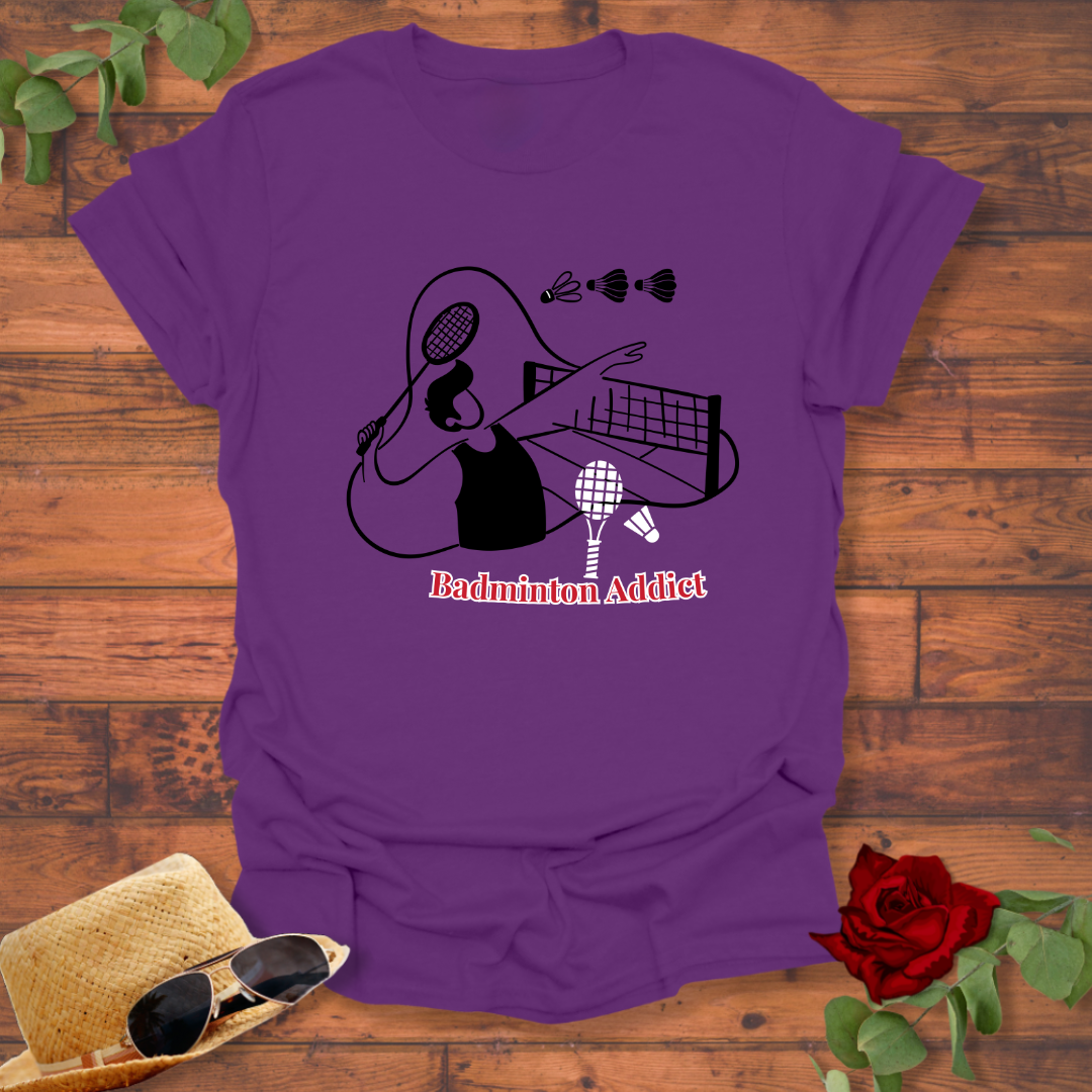 Badminton Addict  T-shirt | Peachy Mind Unisex 100% Cotton T-Shirt