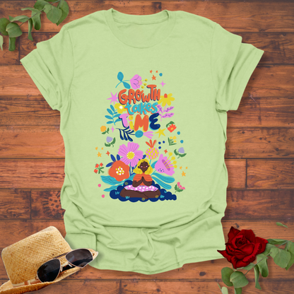 Growth Takes Time T-shirt | Peachy Mind Unisex 100% Cotton T-Shirt
