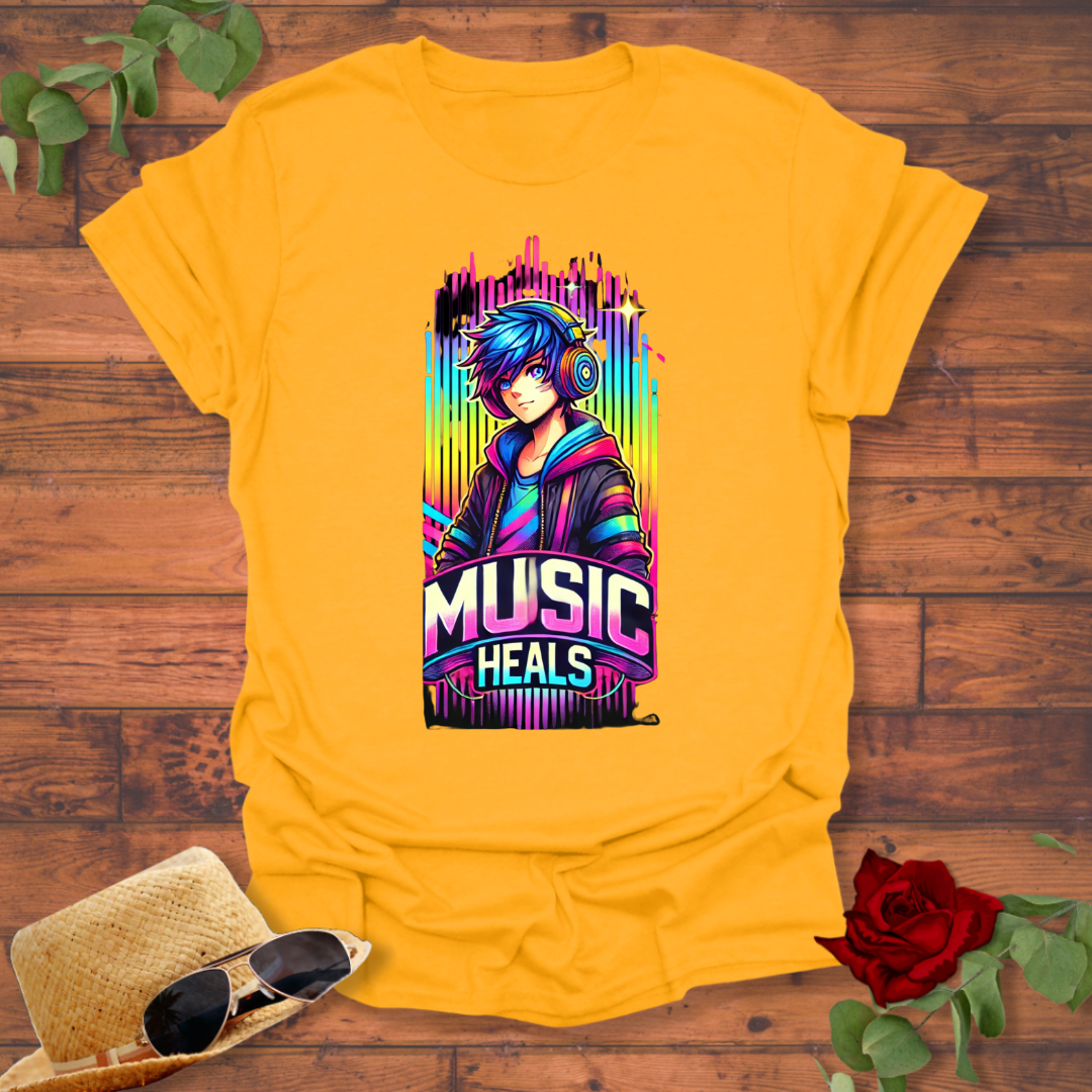 Music Heals T-shirt | Peachy Mind Unisex 100% Cotton T-Shirt
