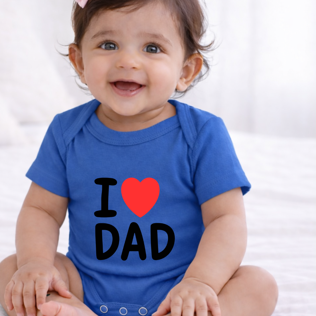 I Love DAD Kids Rompers | 100% Cotton | Unisex Half Sleeves Text  Printed Onesie