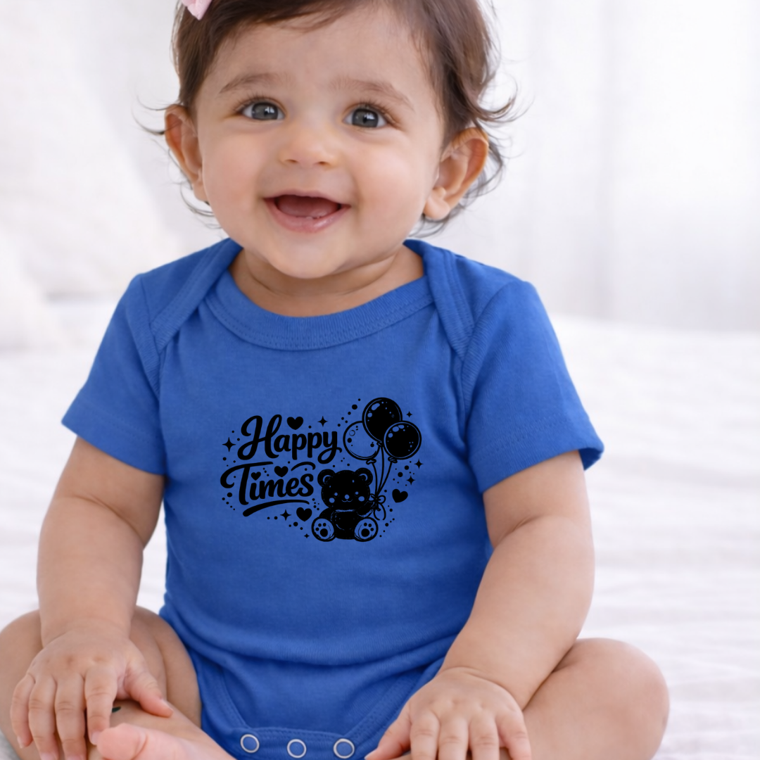 Happy Times Kids Rompers | 100% Cotton | Unisex Half Sleeves Text  Printed Onesie