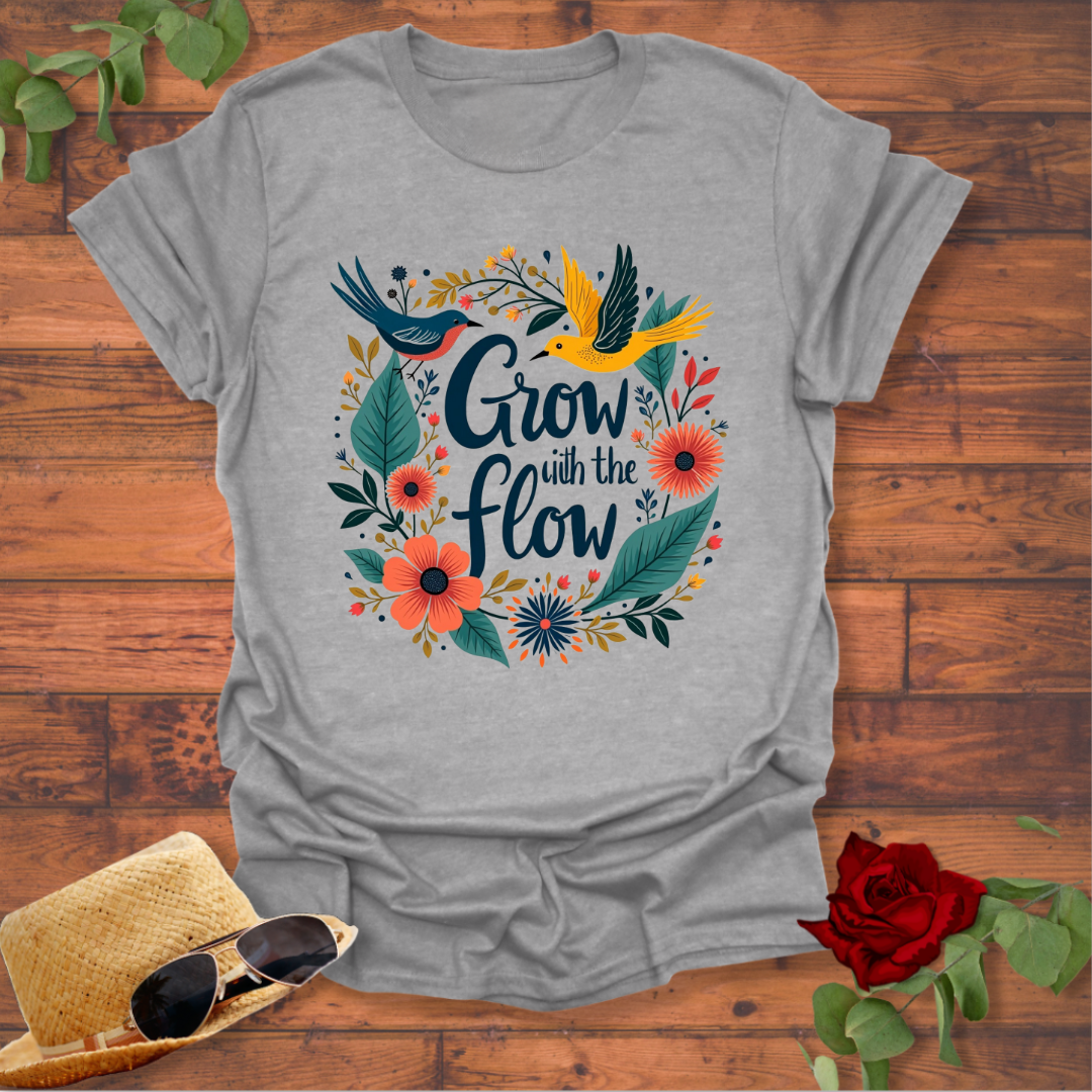 Grow With Flow T-shirt | Peachy Mind Unisex 100% Cotton T-Shirt