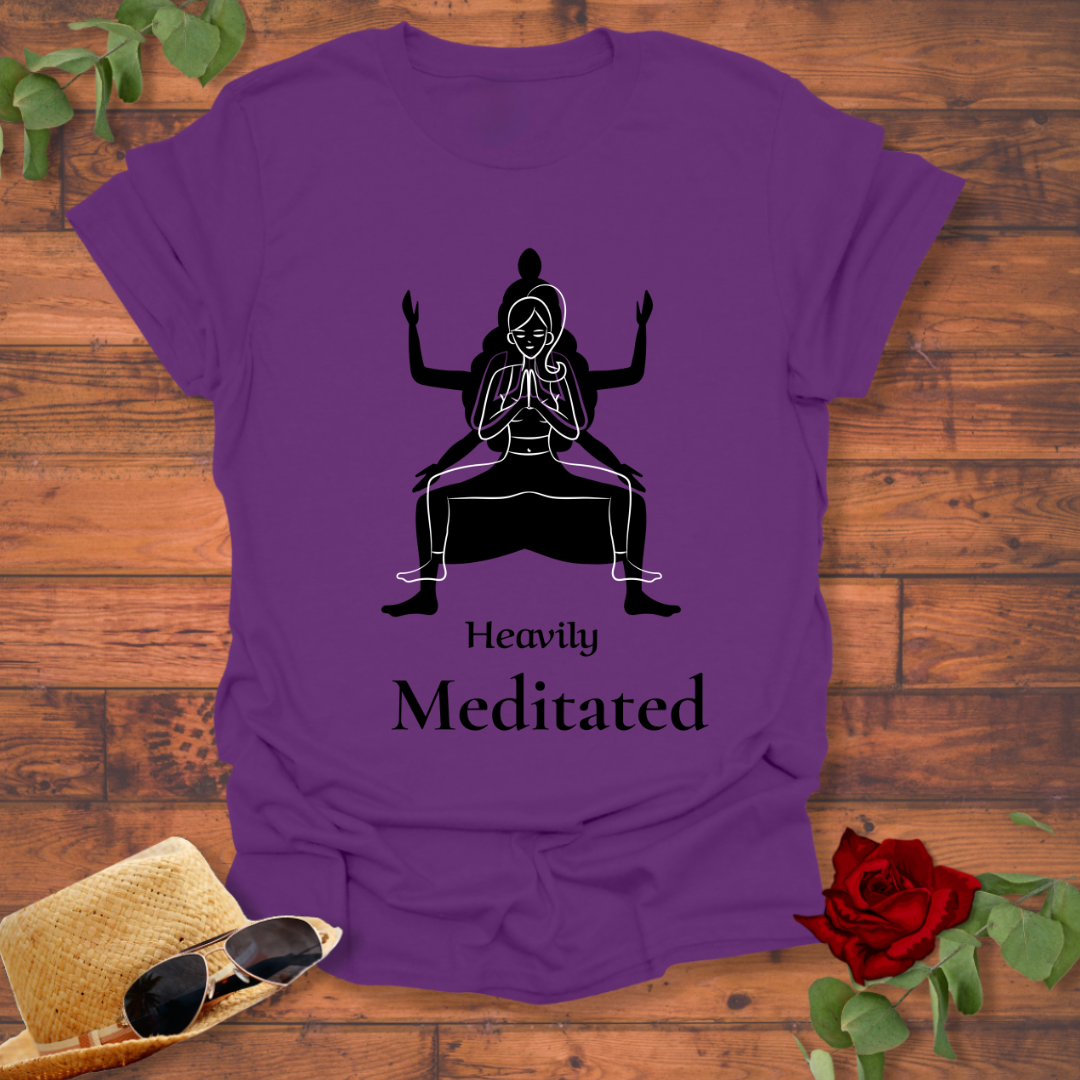 Heavily Meditated T-shirt | Peachy Mind Unisex 100% Cotton T-Shirt