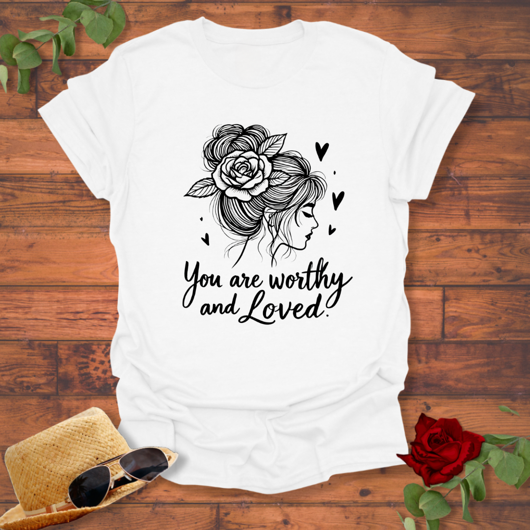 You Are Worthy and Loved T-shirt | Peachy Mind Unisex 100% Cotton T-Shirt