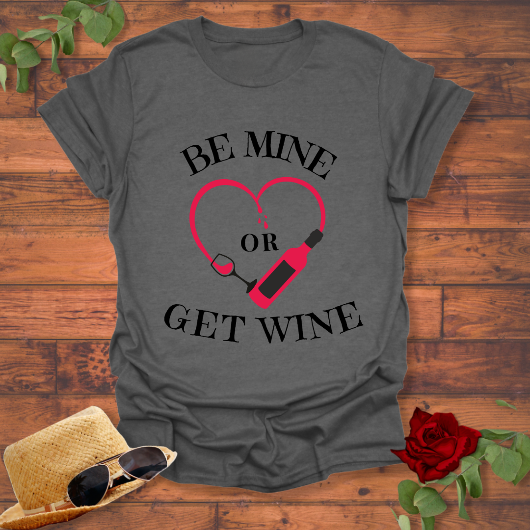Be Mine or Get Wine T-shirt | Peachy Mind Unisex 100% Cotton T-Shirt