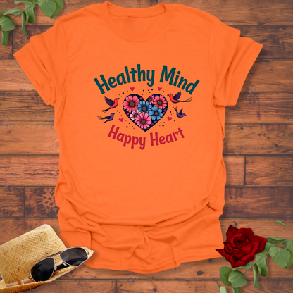 Healthy Mind Happy Heart T-shirt | Peachy Mind Unisex 100% Cotton T-Shirt
