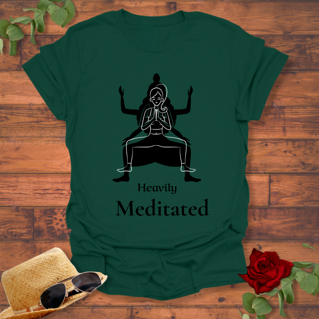 Heavily Meditated T-shirt | Peachy Mind Unisex 100% Cotton T-Shirt